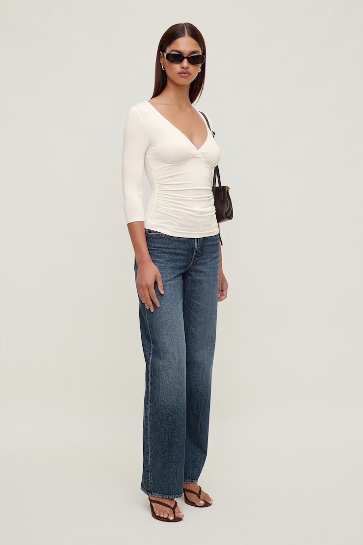 Jean Heidi à taille haute et jambe large