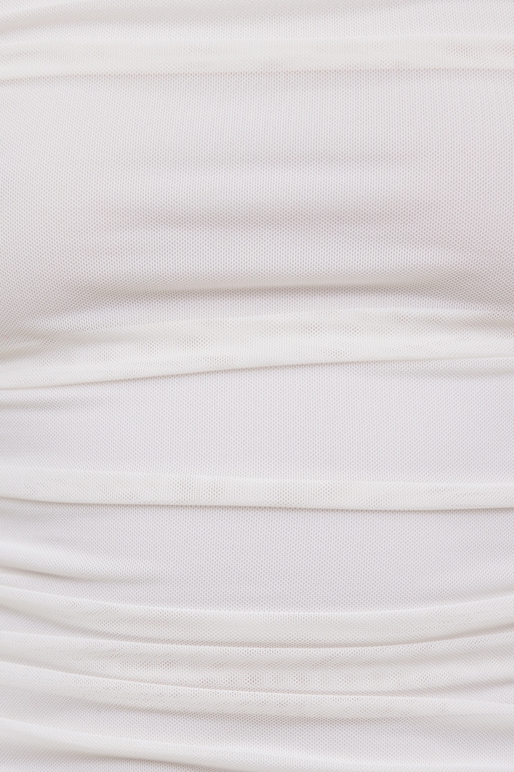 Ruched Mesh Tank Top Calming White large
