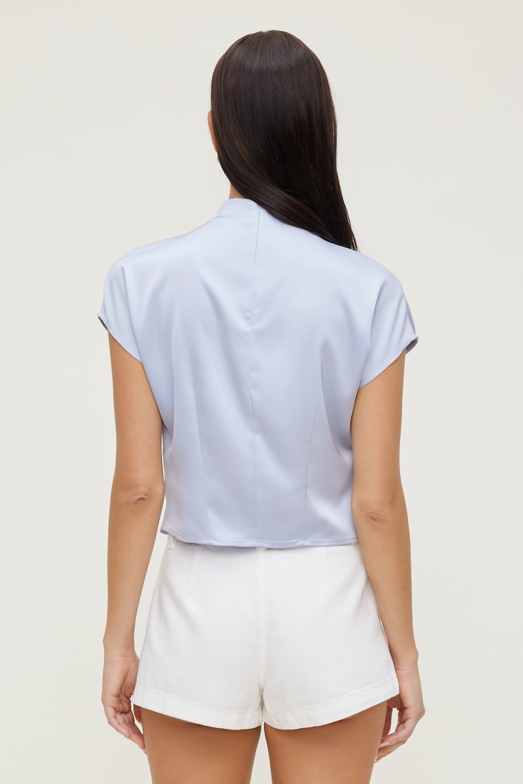 Ella Layered Satin Blouse Heather Blue large