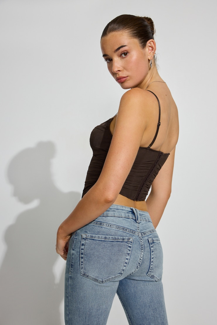Ally Mesh Peekaboo Bustier, Armadillo Brown, large