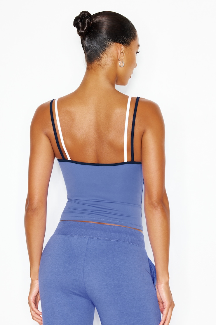Sleek Double Layer Cami Top, Blue Blush/Bright White/Naughty Navy Blue, large