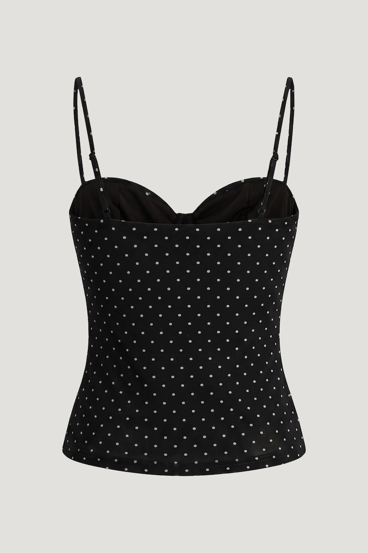 Monet Mesh Top Black w/ White Polka Dots large