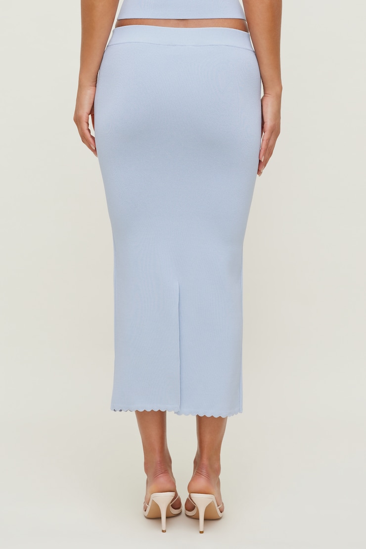 Scallop Trim Maxi Skirt Heather Blue large