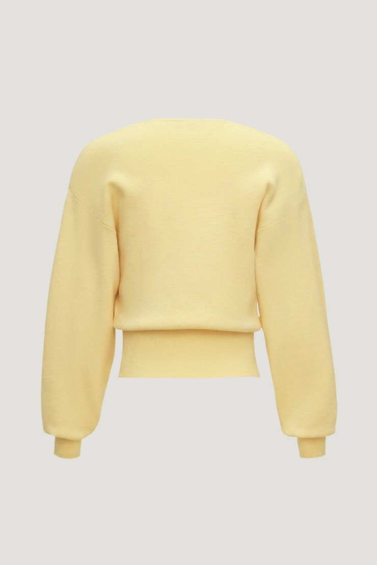 V Neck Cardigan Pale Yellow large
