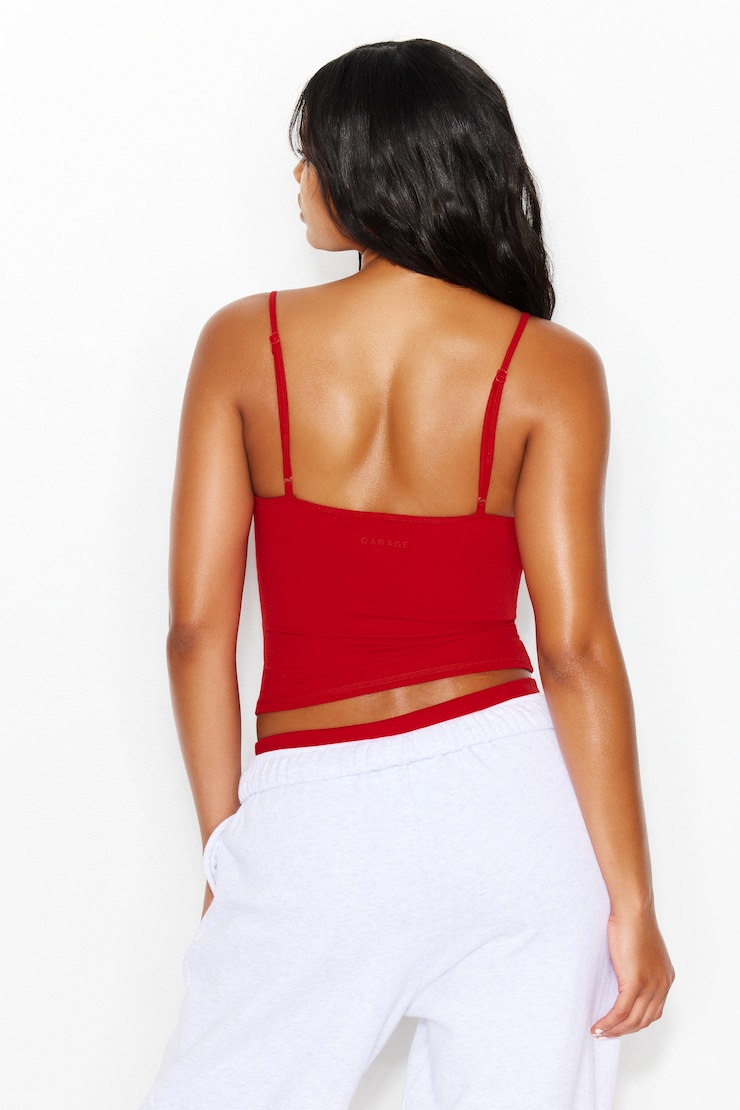 Active Plunge Cami Top, Scarlet Flame Red, large