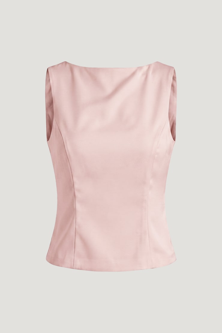 Open Back Satin Tank Top Pale Lilac Pink large