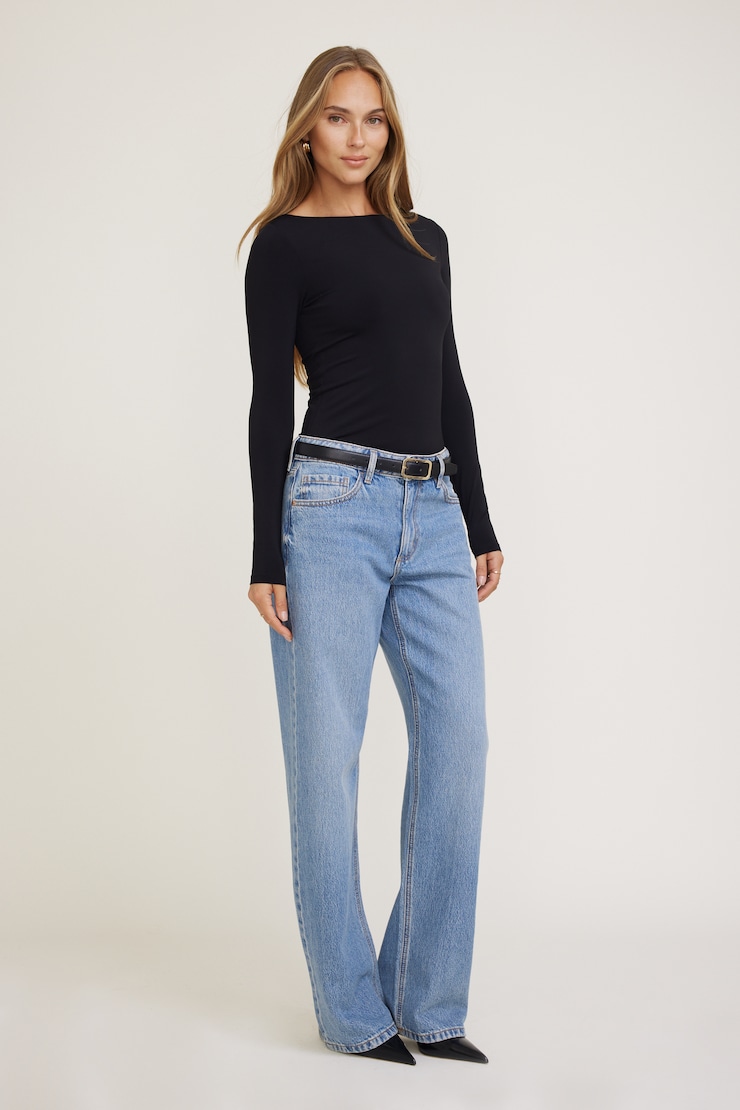 Nola Sculpt Long Sleeve Top Jet Black large