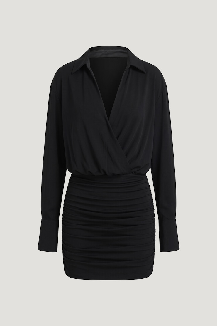 Sculpt Mini Shirt Dress Jet Black large