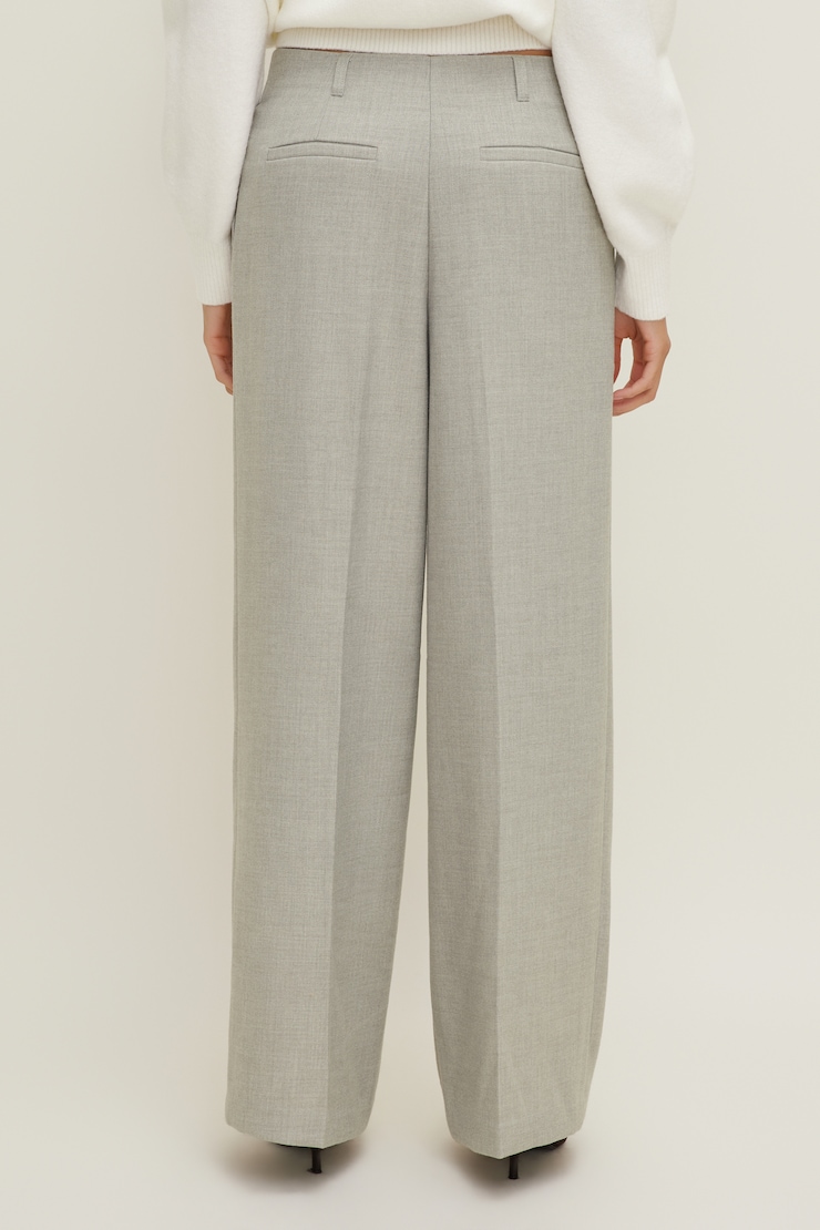 Mid Rise Wide Leg Pants Lighter Grey Melange large