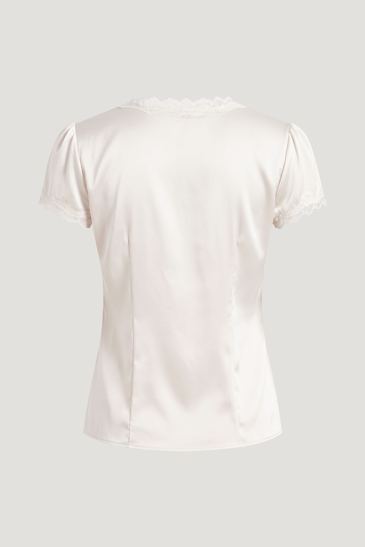 Blouse Anya en satin Crème sel de mer large