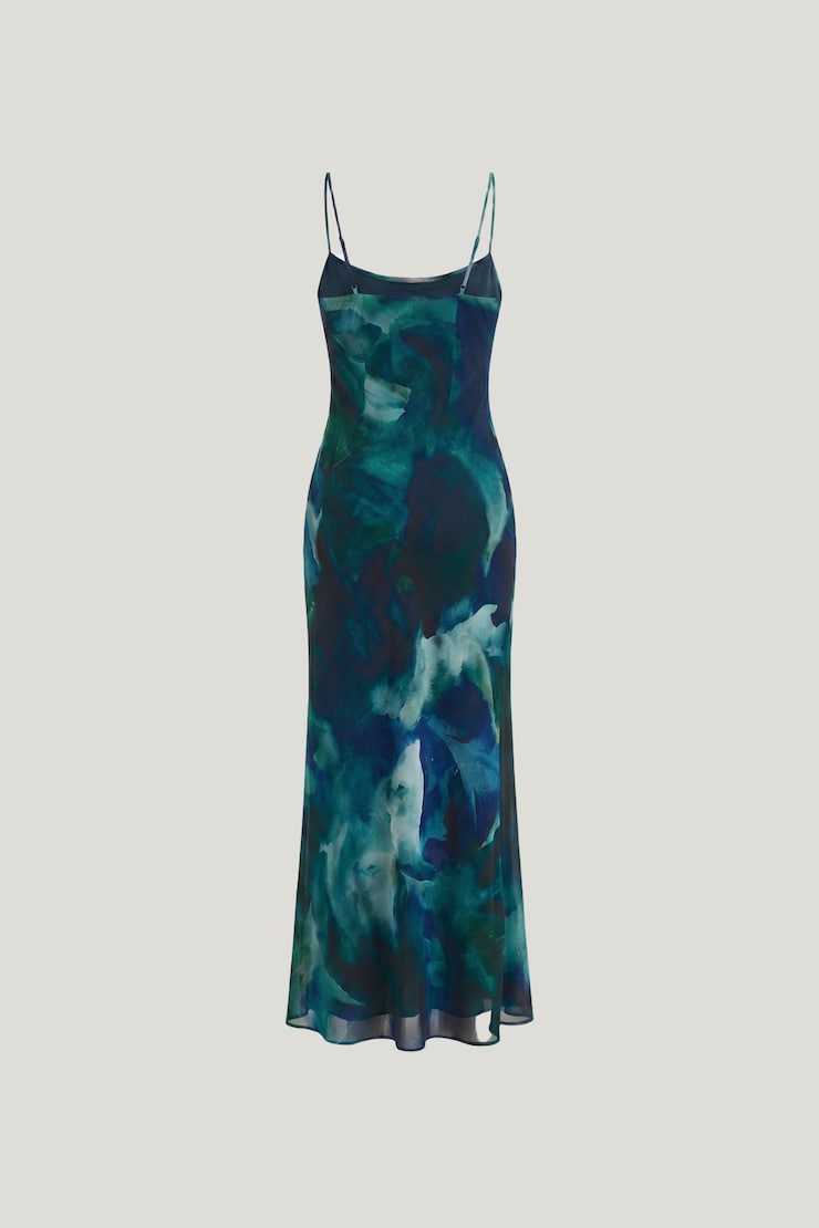 Lucia Maxi Slip Dress Blue Abstract large