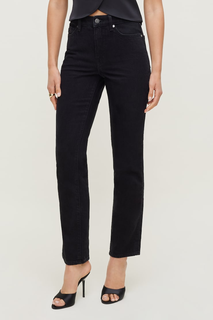 Frenchie High Rise Slim Leg Jeans Medium Dark Black / Smoky Black large