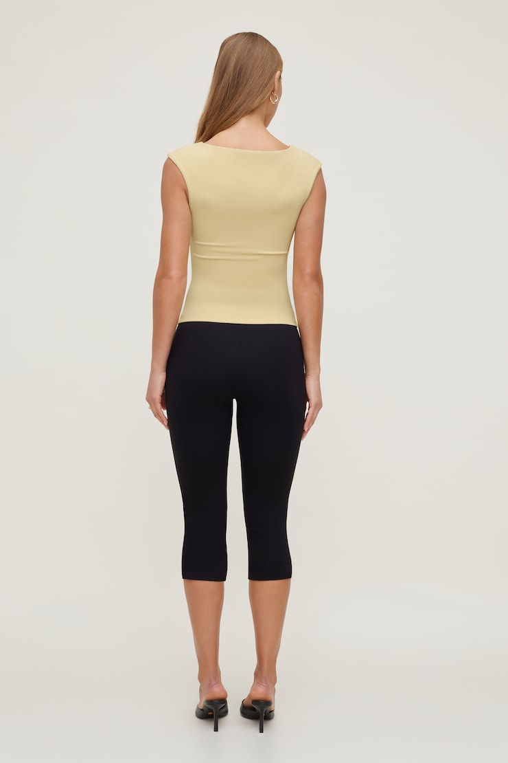 Cap Sleeve T Shirt Pale Yellow large