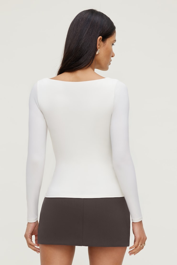 Nola Sculpt Long Sleeve Top Sea Salt Cream large