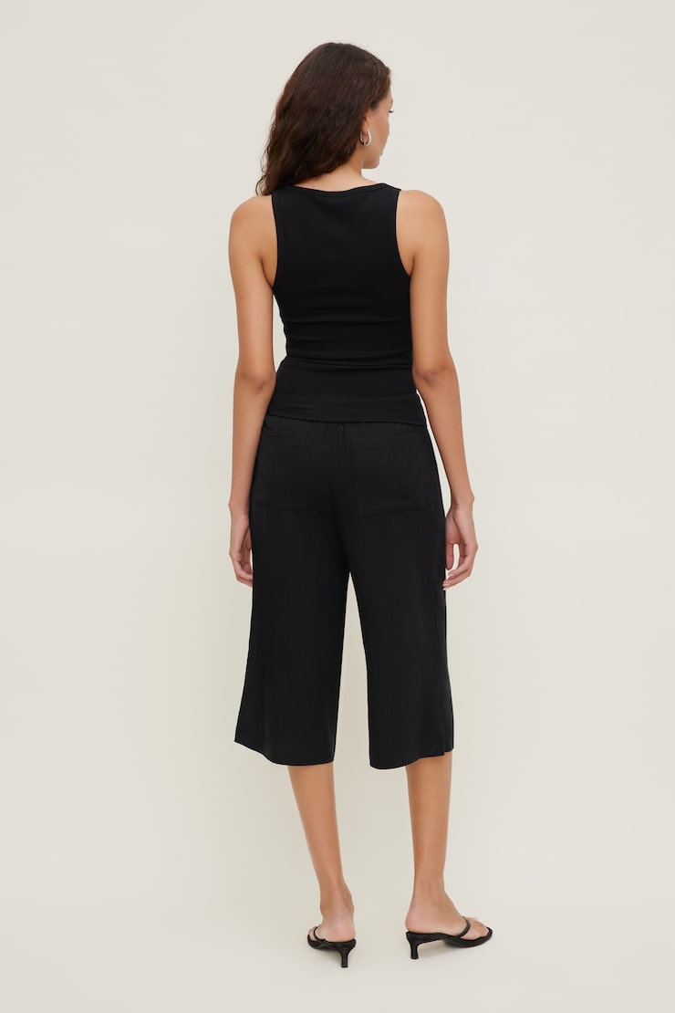Leo Linen Capri Pants Jet Black large
