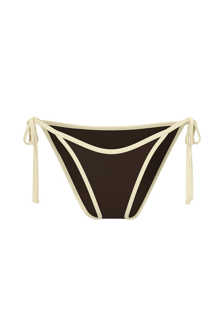 Cheeky Side Tie Bikini Bottom, Coffee Bean Brown/Anise Flower Yellow, large
