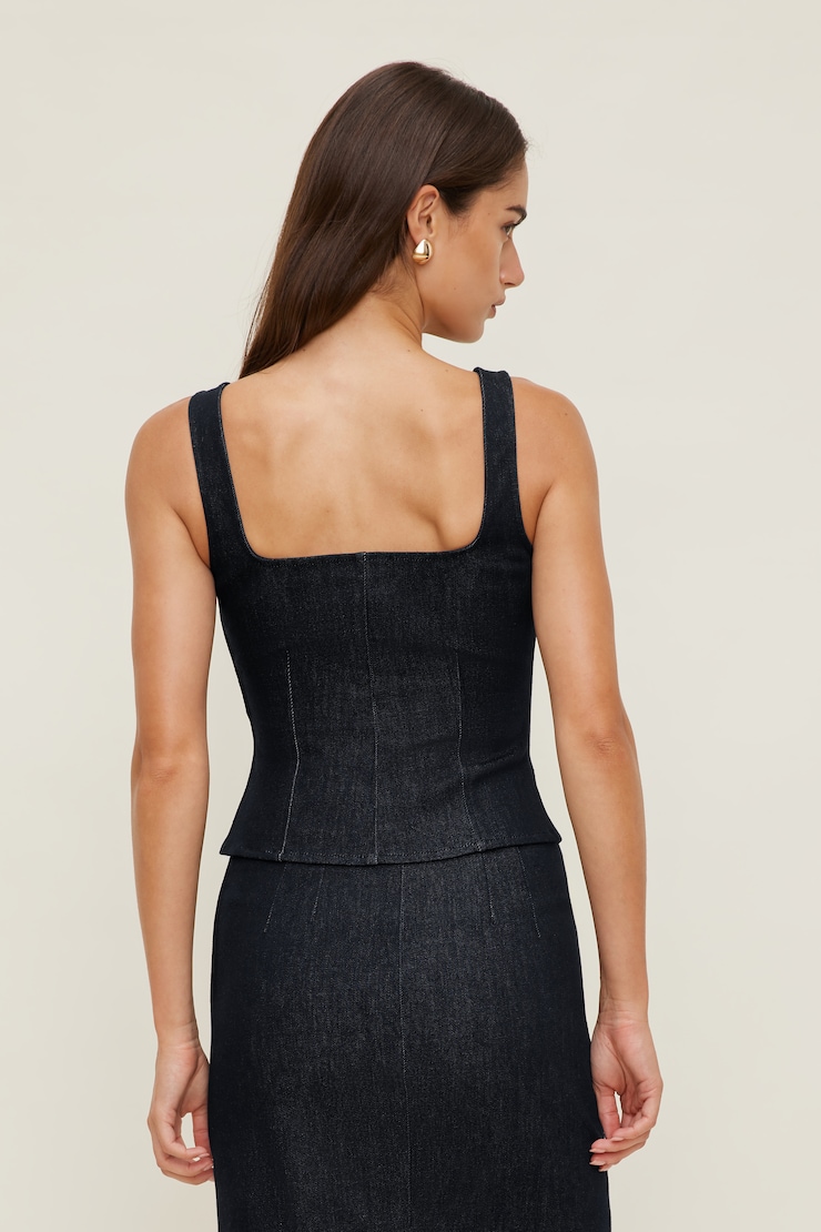 Denim Bustier Top Dark Indigo / Rinse large