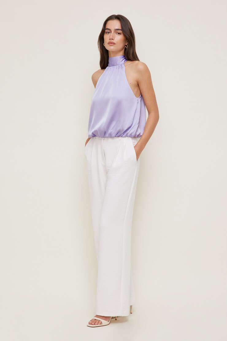 Paloma Bubble Satin Halter Blouse Purple Heather large