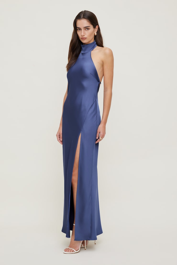 Satin Halter Maxi Dress