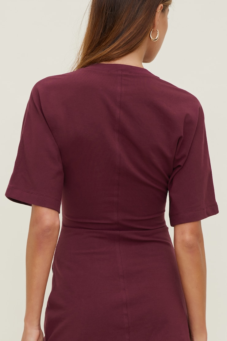 Andrea Cotton Mini Dress Maroon Banner large
