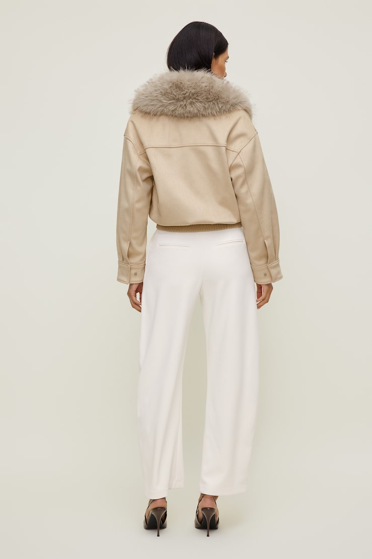 Faux Suede Aviator Jacket Pumice Stone Beige large