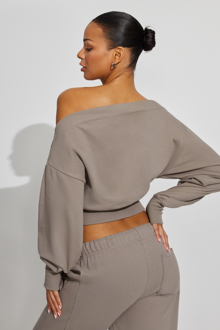 SoftTerry™ Rib Off Shoulder Sweater, Satellite Beige, large