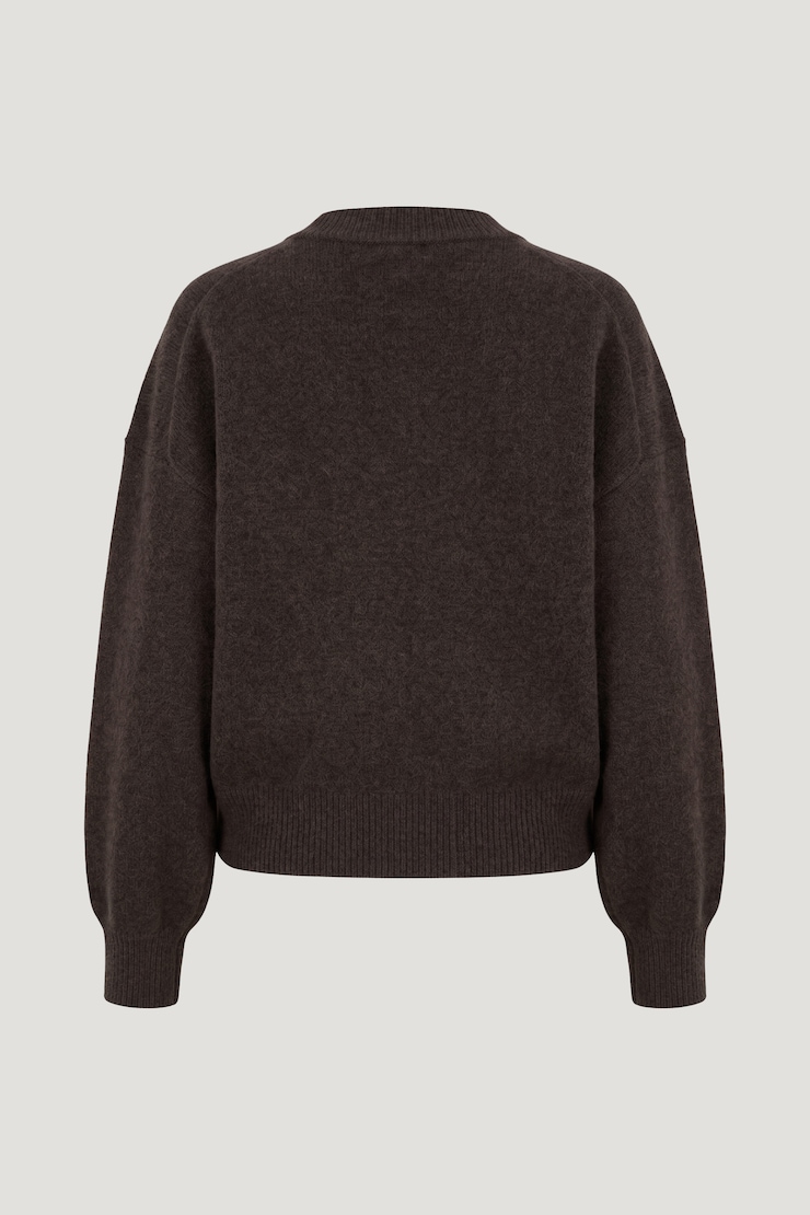 Boxy Zip Cardigan Java Brown large