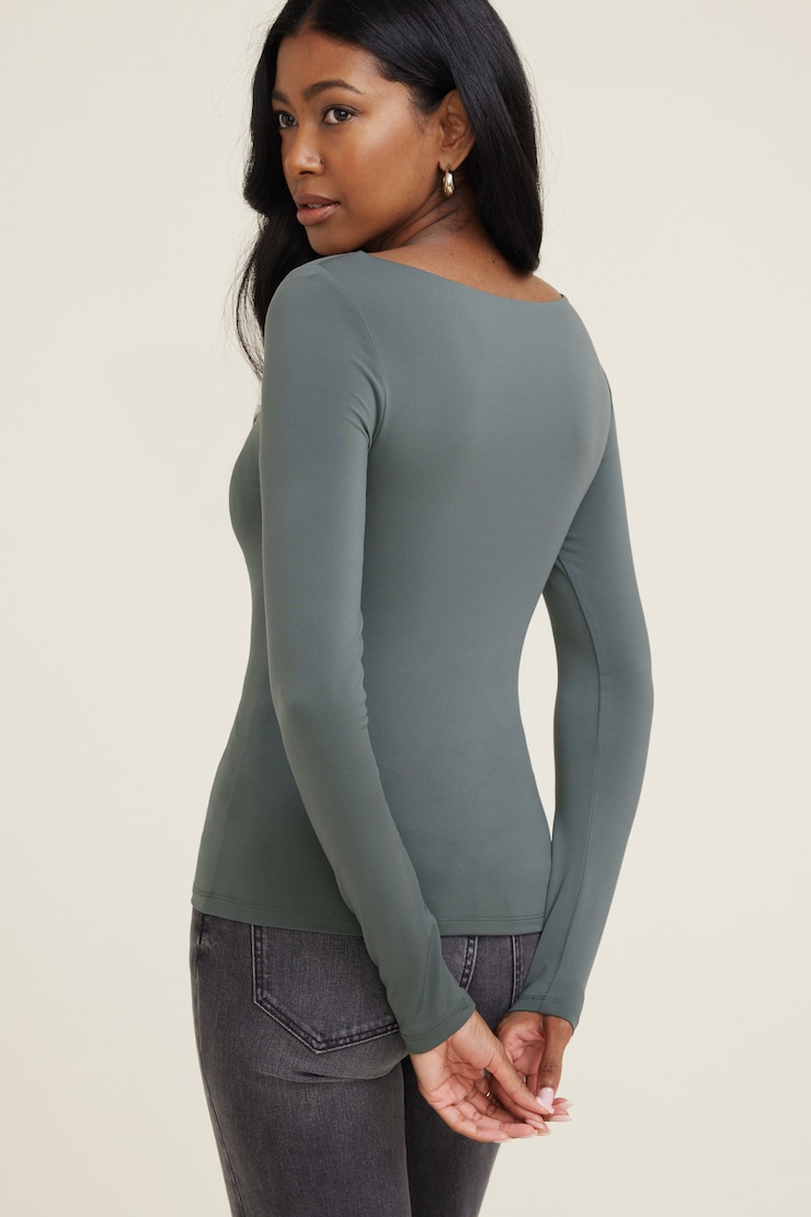Nola Sculpt Long Sleeve Top Urban Chic Green large