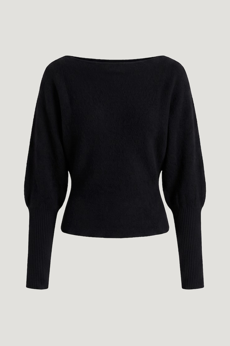 Cinched Boat Neck Sweater Jet Black large