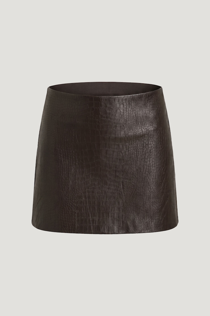 Stacie Croc Faux Leather Mini Skort Croc Faux Leather French Mole Brown large