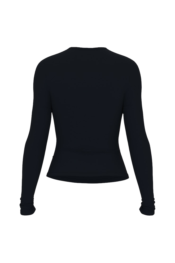 Baretouch Crewneck Long Sleeve Top, Jet Black, large