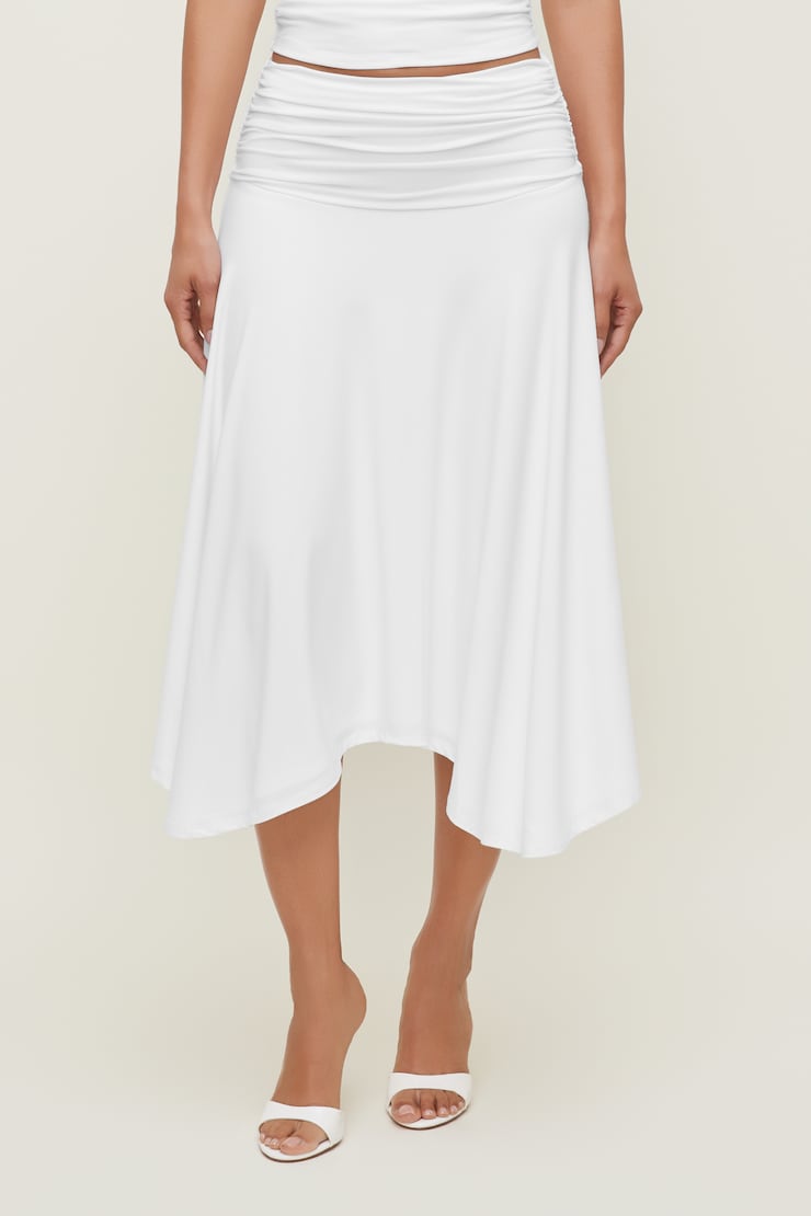 Jupe midi asymétrique sculptante Blanc éclatant large