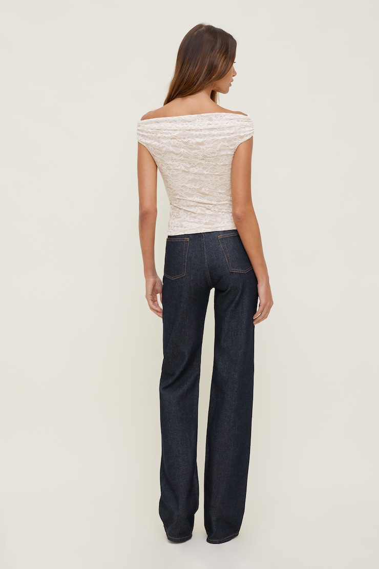 Off Shoulder Lace Top Sea Salt Cream large