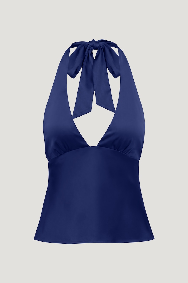 Vea Satin Halter Top Mazarine Blue large