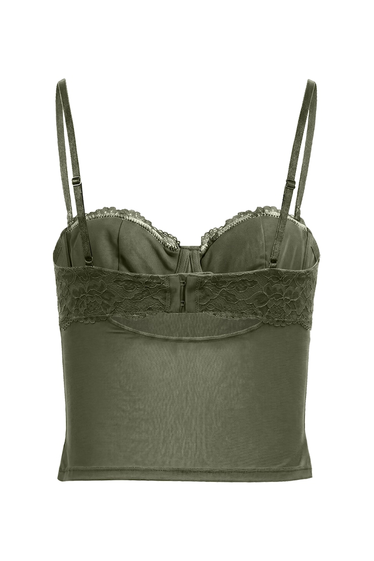 Sabrina Sheer Lace Corset Top, Olive Obsession, large