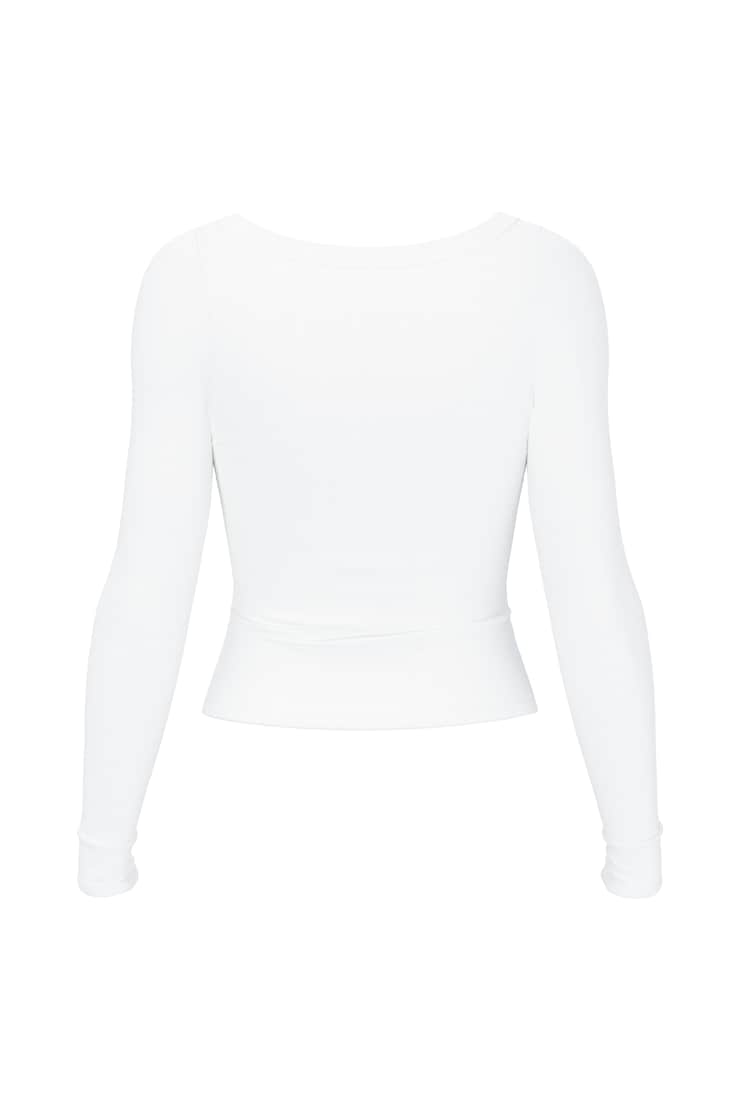 SnatchRib Crossover Longsleeve Top, BRIGHT WHITE, large