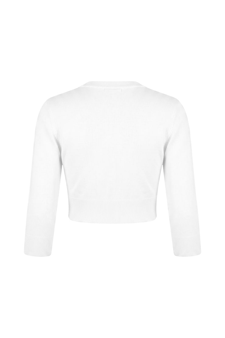Ultra Cropped Cardigan Long Sleeve Top, Snow White, large