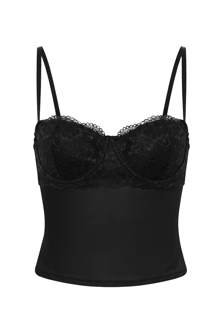 Sabrina Sheer Lace Corset Top, Jet Black, large