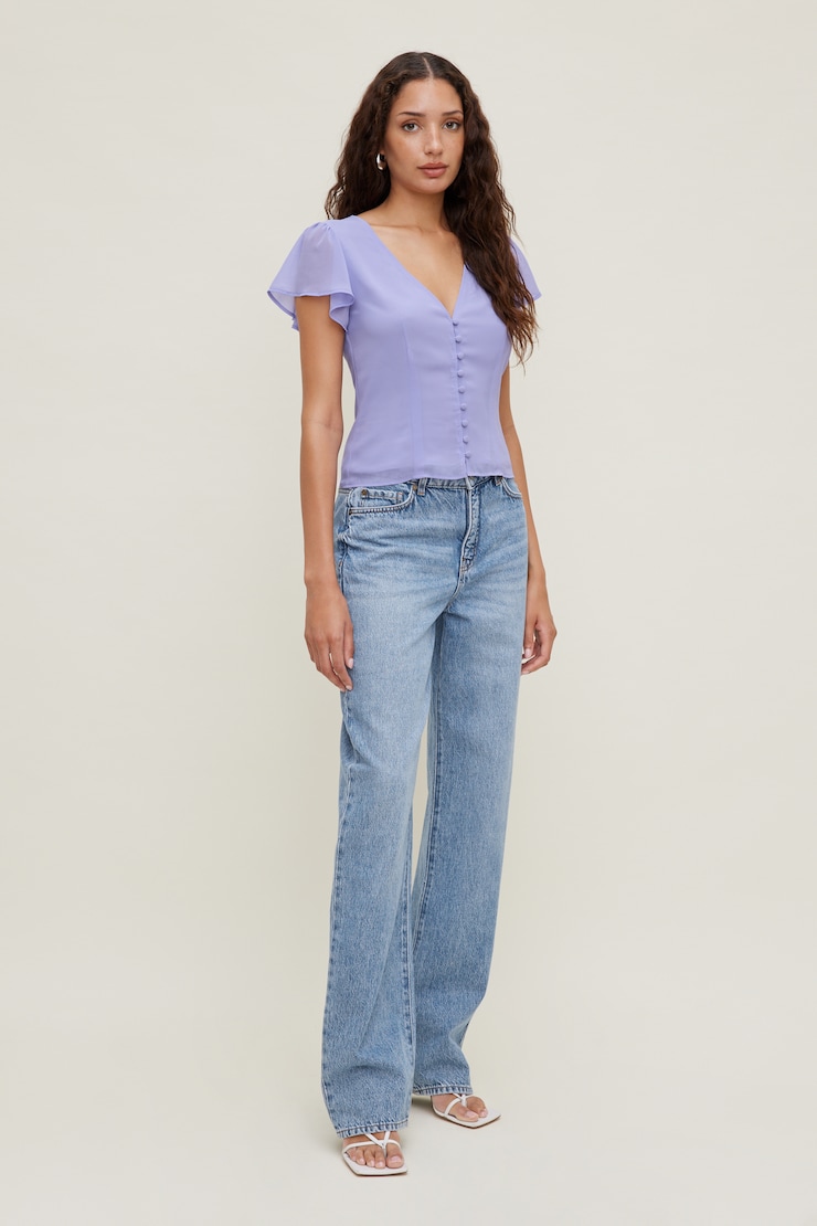 Flutter Sleeve Blouse Sweet Lavender Purple large