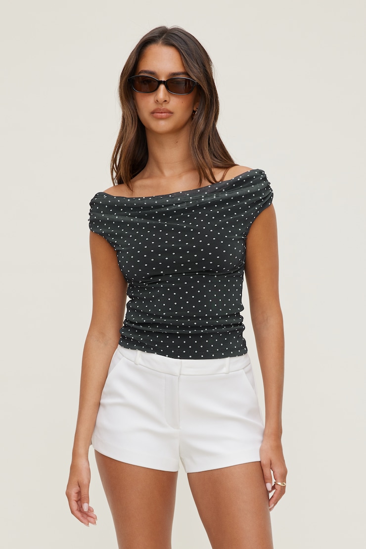 Off Shoulder Mesh Top