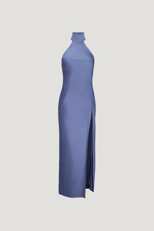 Satin Halter Maxi Dress Blue | Dynamite