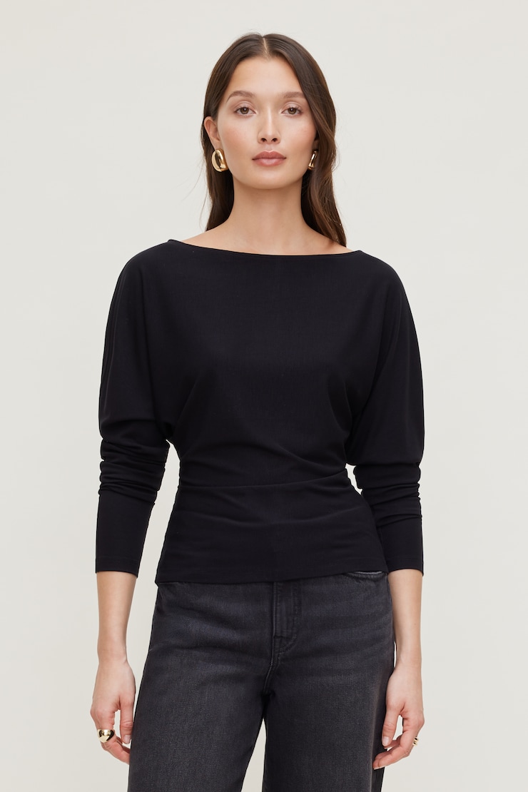 Mira Dolman Sleeve Top Jet Black large