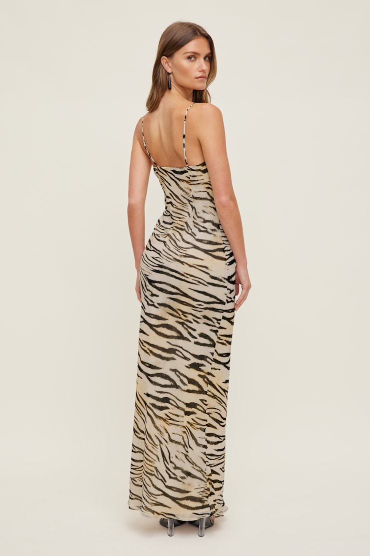 Alessia Maxi Slip Dress Zebra Brown large
