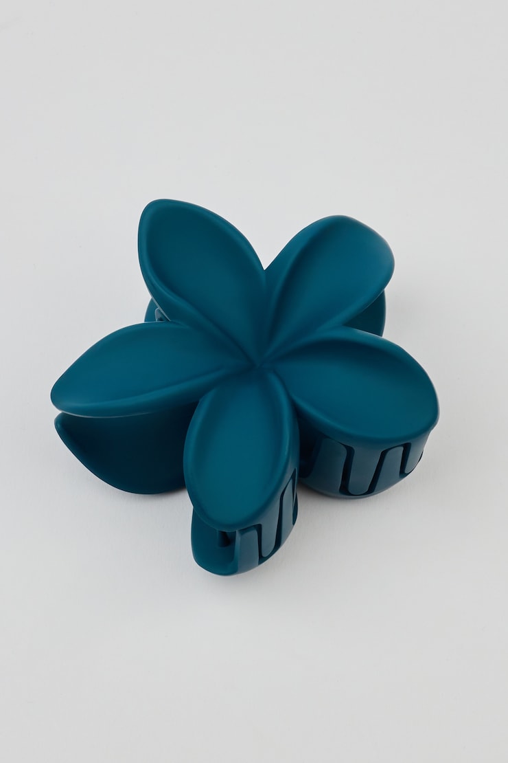 Matte Flower Hair Claw, Aura Blue, large
