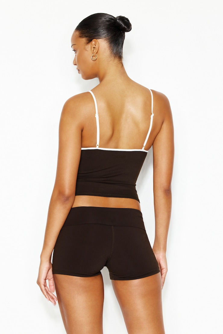 Active Plunge Cami Top, Armadillo Brown/Snow White, large