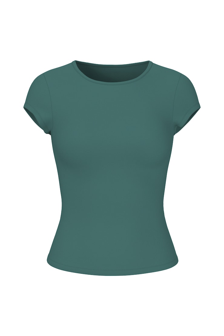 T-shirt Sleek à col rond, Tentation sarcelle, large