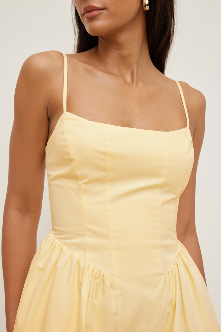 Flared Poplin Mini Dress Flan Yellow large