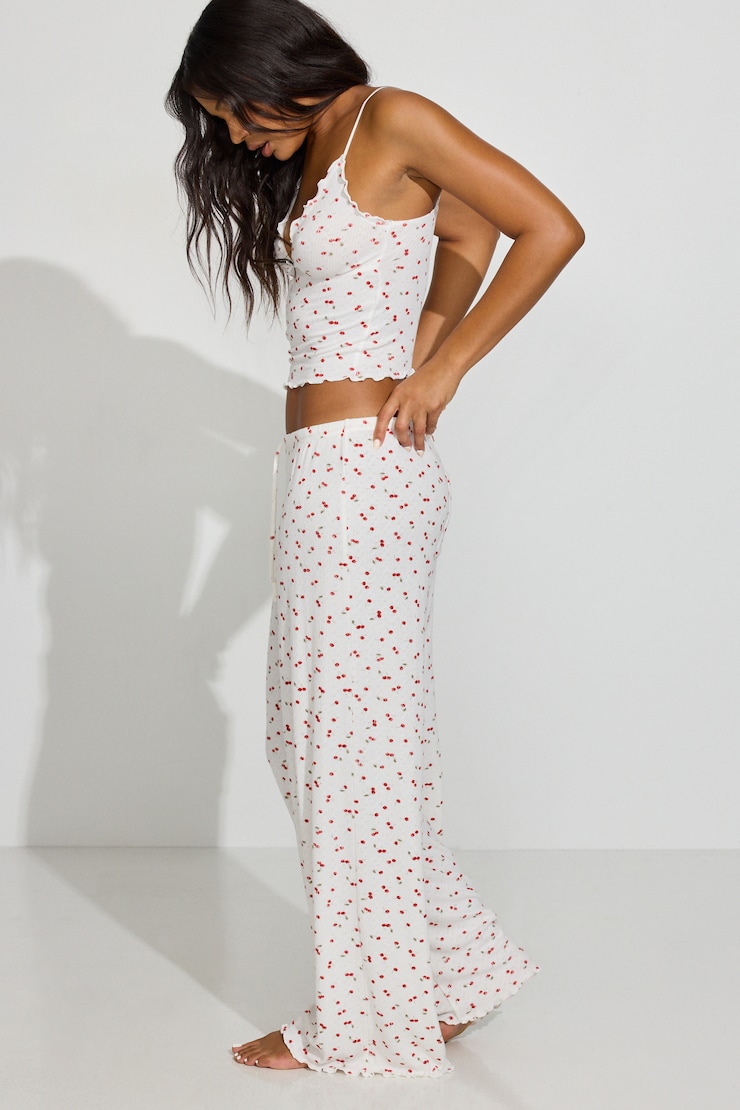 Pointelle Slouchy Pants, Cherries Lounge, large