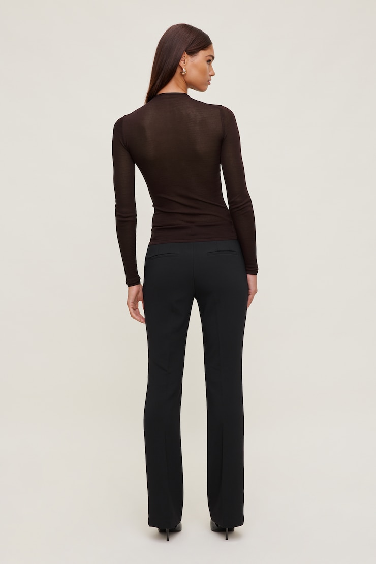 Sheer Mock Neck Sweater Cherry Lacquer Burgundy large
