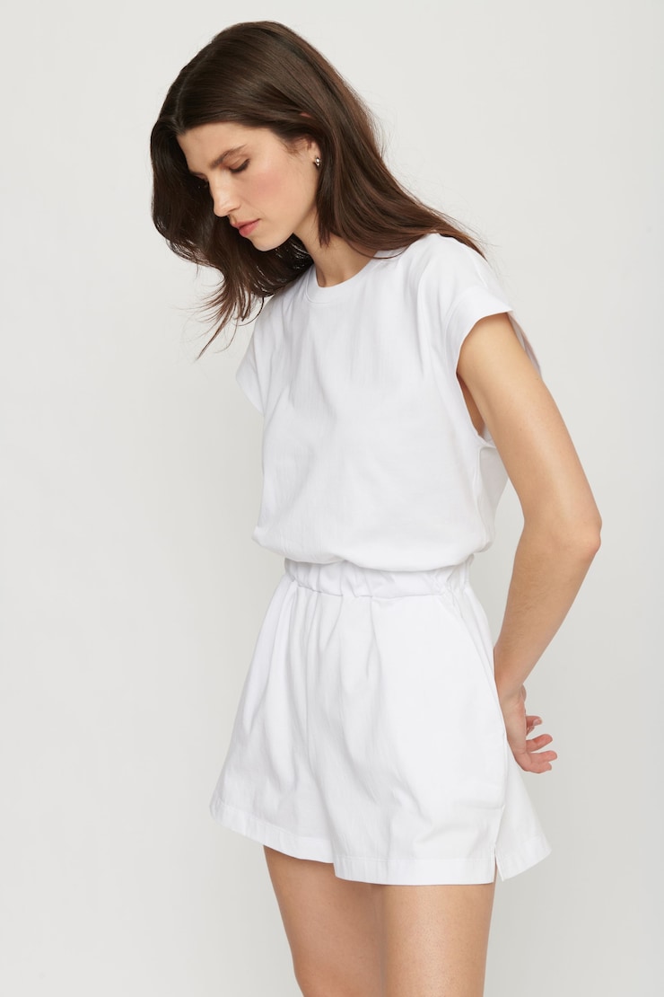 Wilshire Elastic Waist Romper Bright White large